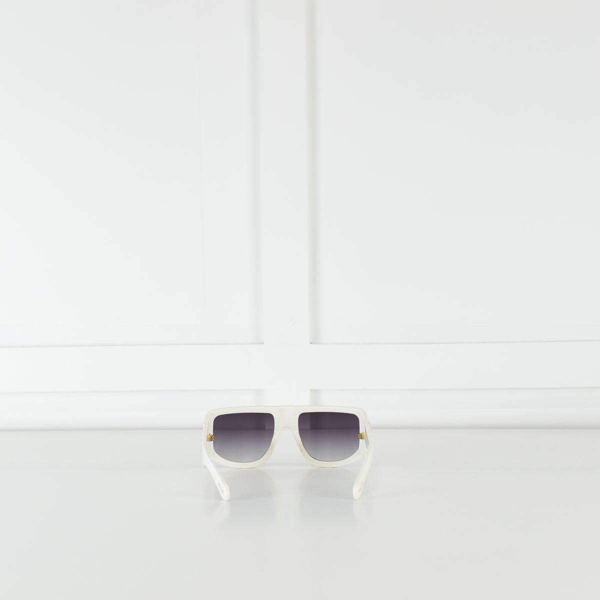 Nue Studio + Linda Farrow White Gold Crystals Oversized Sunglasses