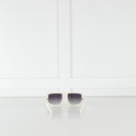 Nue Studio + Linda Farrow White Gold Crystals Oversized Sunglasses