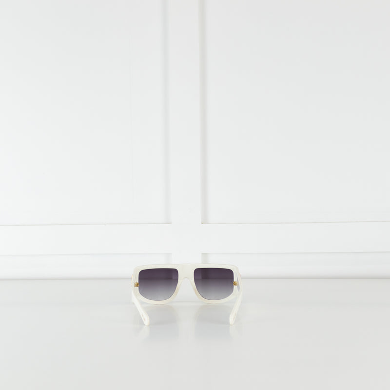 Nue Studio + Linda Farrow White Gold Crystals Oversized Sunglasses