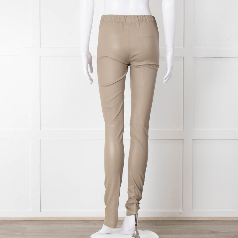 Joseph Beige Leather Stretchy Leggings