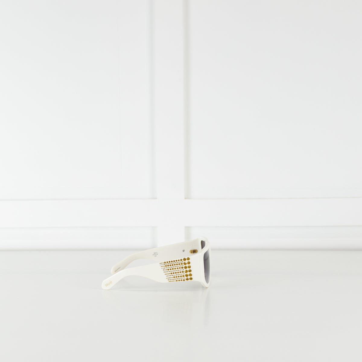 Nue Studio + Linda Farrow White Gold Crystals Oversized Sunglasses