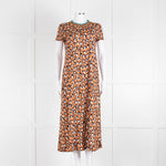 La Double J Porty Wing Orange Leopard Print Midi Dress