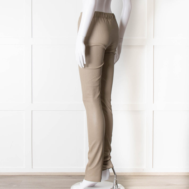 Joseph Beige Leather Stretchy Leggings