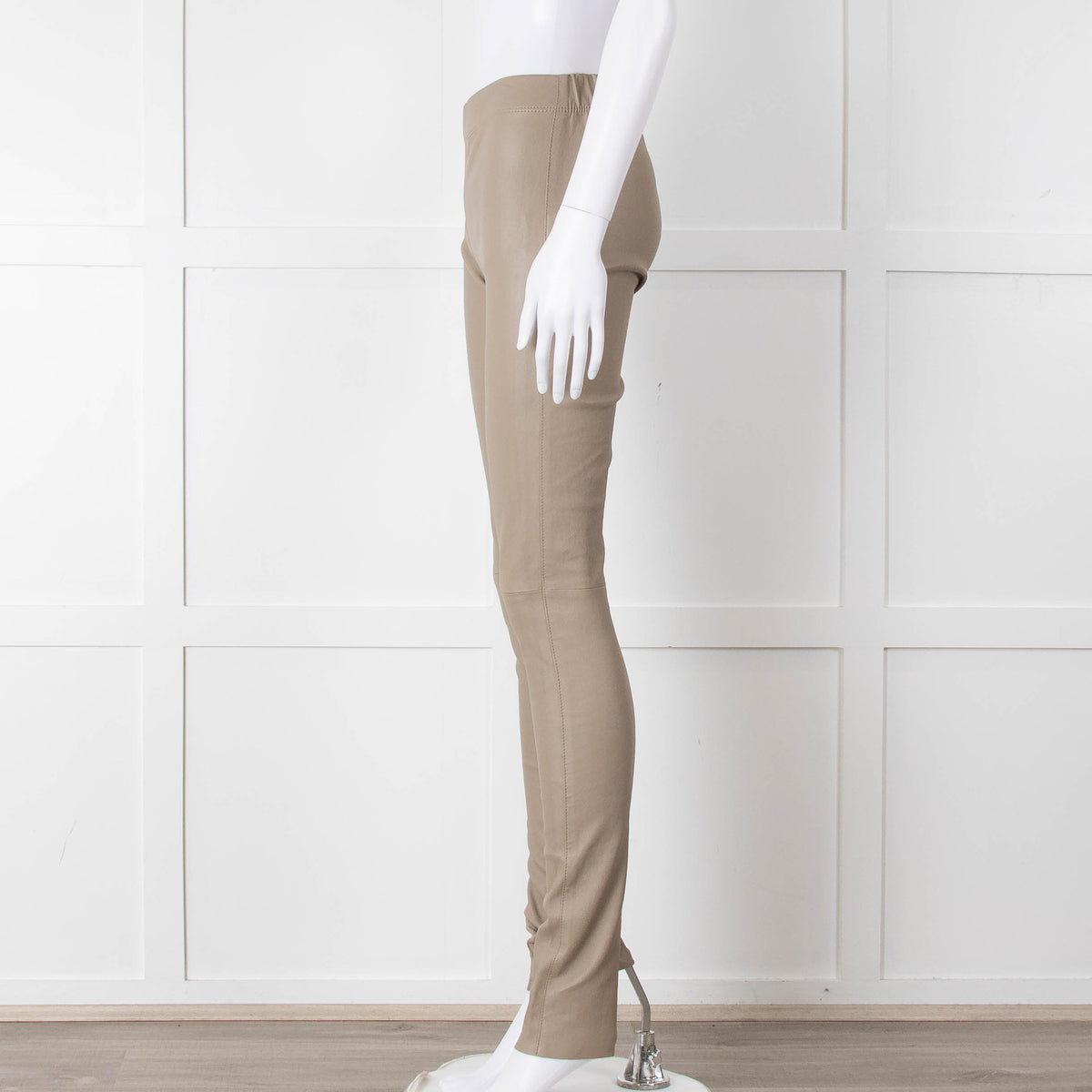 Joseph Beige Leather Stretchy Leggings