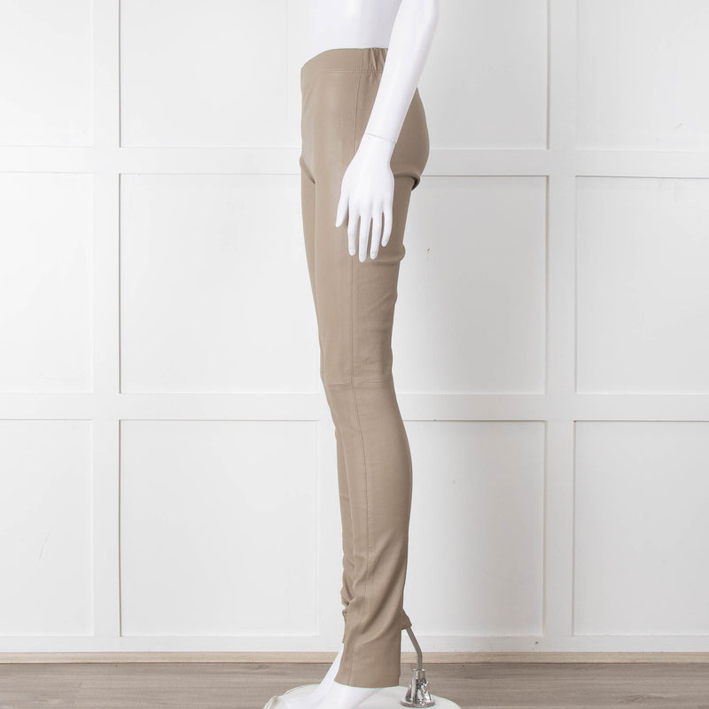 Joseph Beige Leather Stretchy Leggings