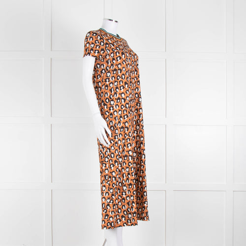 La Double J Porty Wing Orange Leopard Print Midi Dress