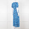 The Kooples Blue Floral Puff Sleeve Midi Dress