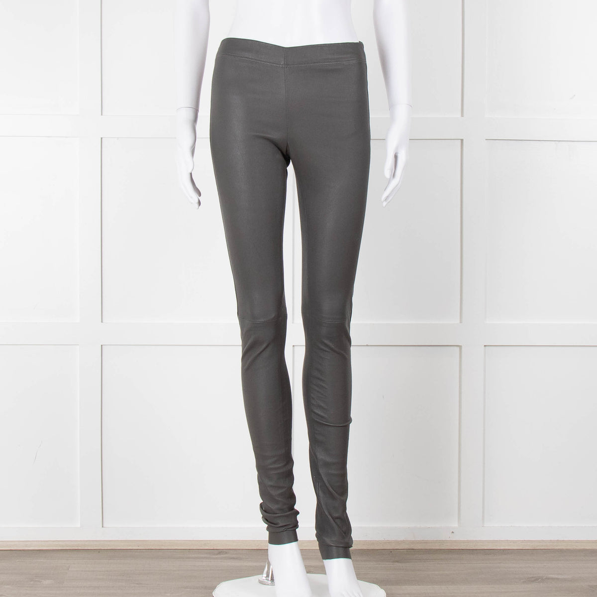 Joseph Grey Leather Stretchy Leggings