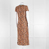 La Double J Porty Wing Orange Leopard Print Midi Dress