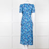 The Kooples Blue Floral Puff Sleeve Midi Dress