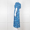 The Kooples Blue Floral Puff Sleeve Midi Dress