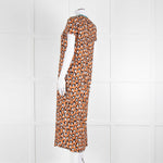 La Double J Porty Wing Orange Leopard Print Midi Dress