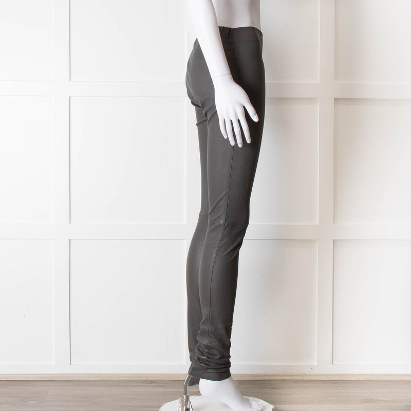 Joseph Grey Leather Stretchy Leggings