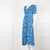 The Kooples Blue Floral Puff Sleeve Midi Dress