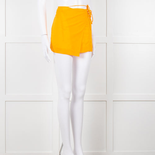 Nensi Dojaka Orange Cotton Wraparound Short Skirt