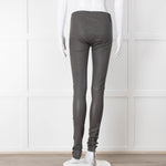Joseph Grey Leather Stretchy Leggings