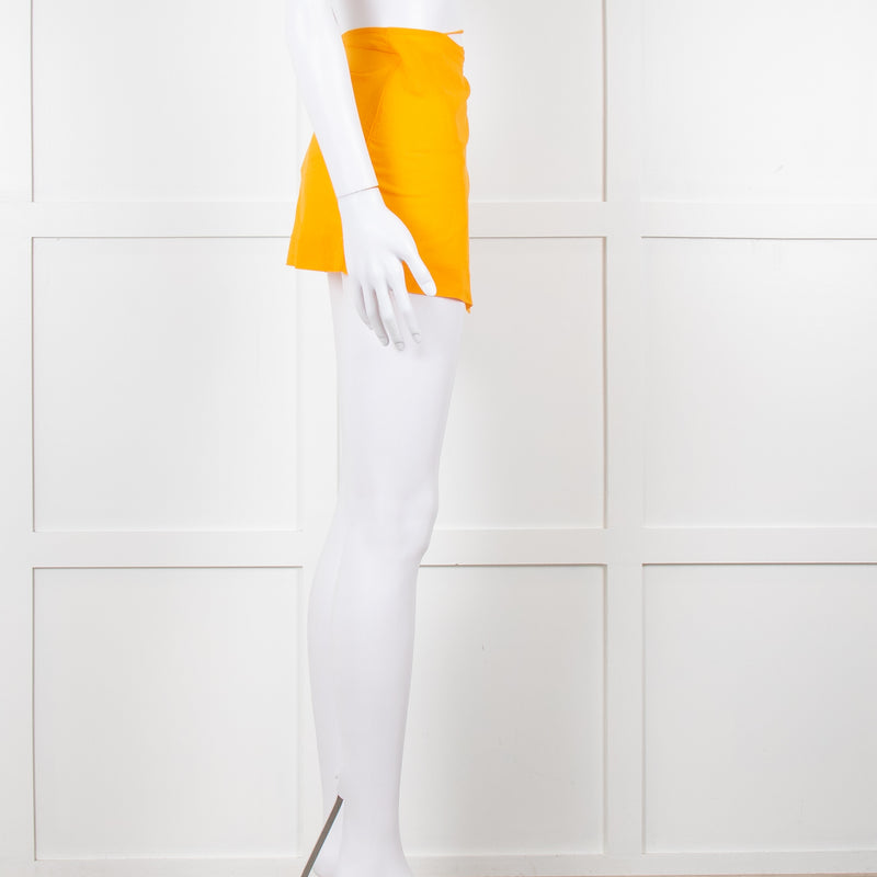 Nensi Dojaka Orange Cotton Wraparound Short Skirt