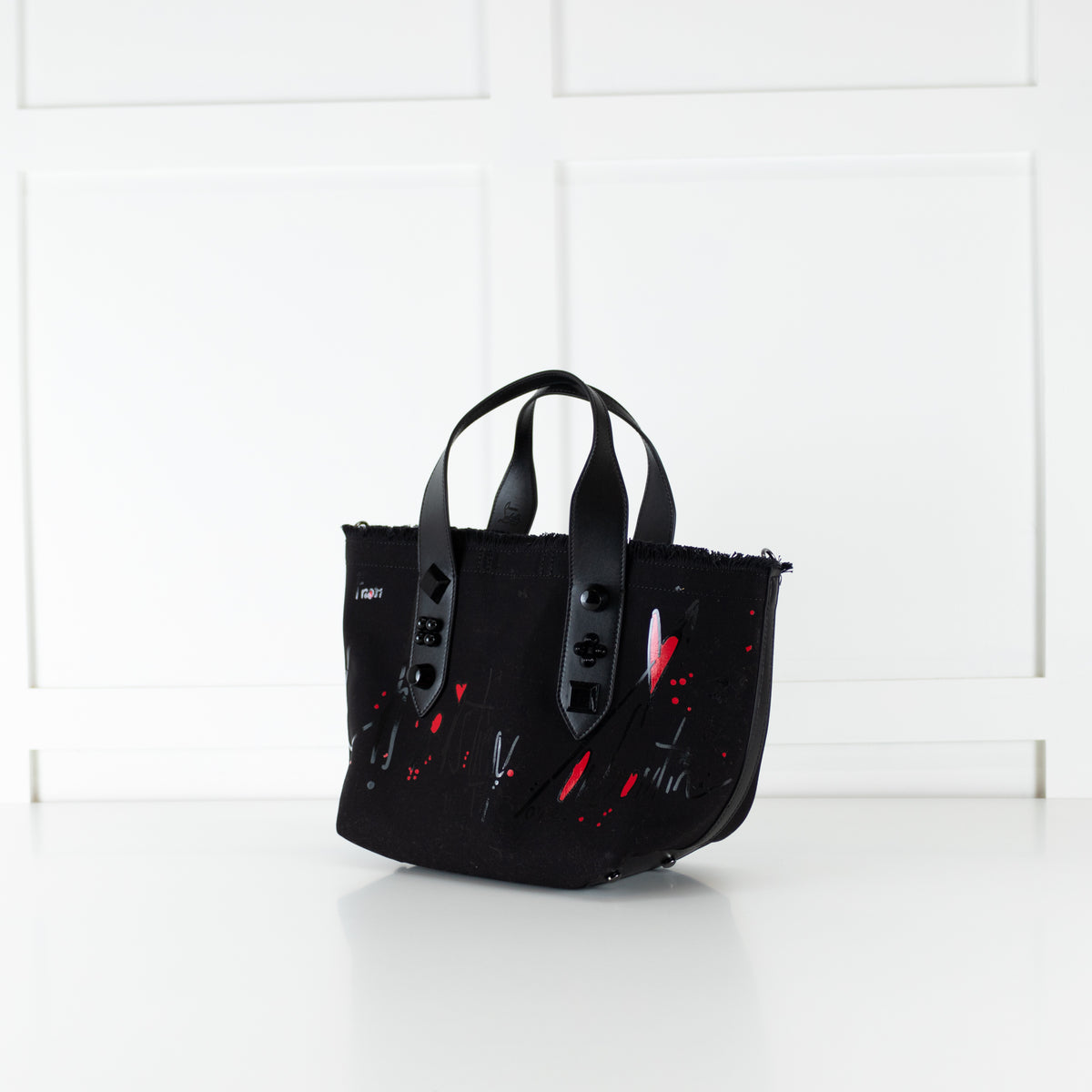 Christian Louboutin Black Canvas Red Print Frangibus Tote