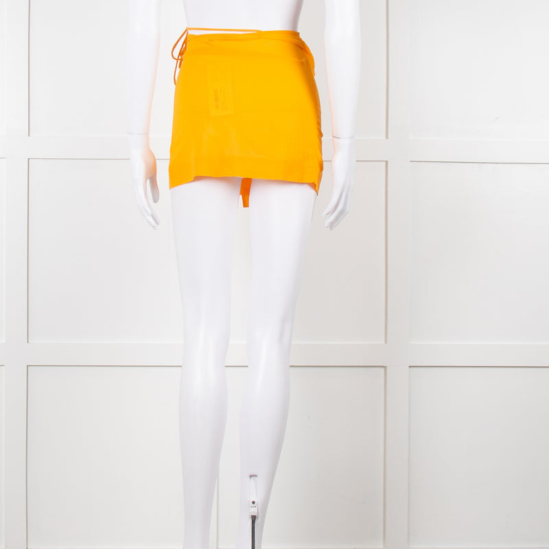 Nensi Dojaka Orange Cotton Wraparound Short Skirt