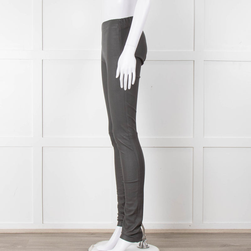 Joseph Grey Leather Stretchy Leggings