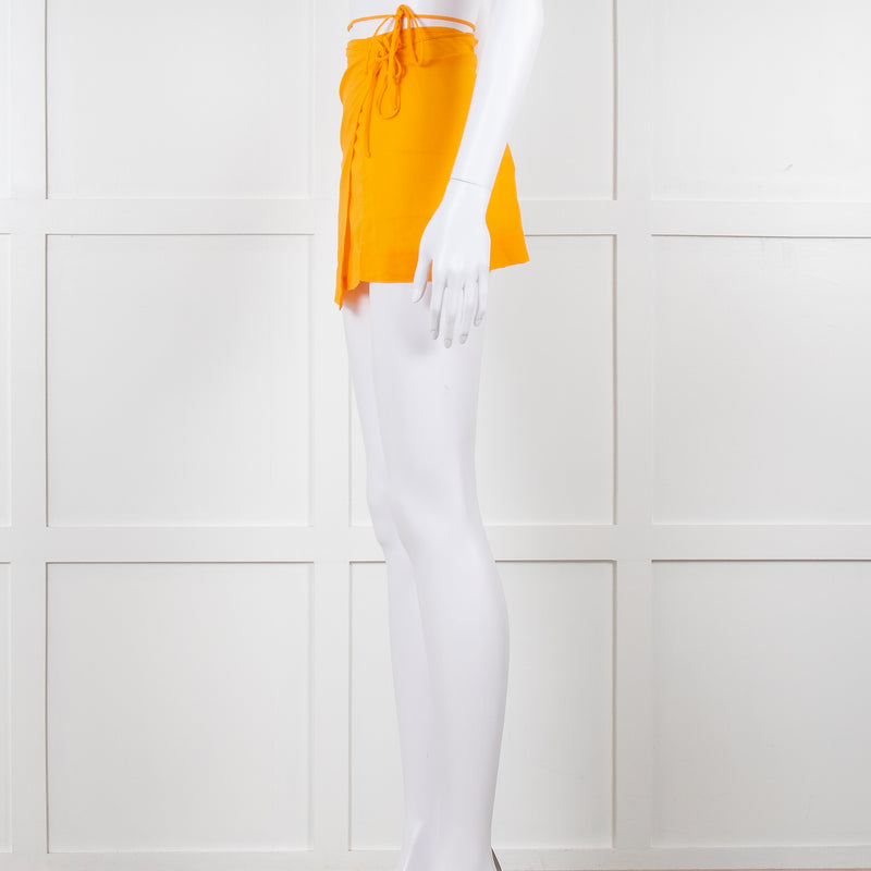 Nensi Dojaka Orange Cotton Wraparound Short Skirt