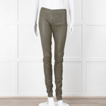 Joseph Khaki Leather Stretch Leggings