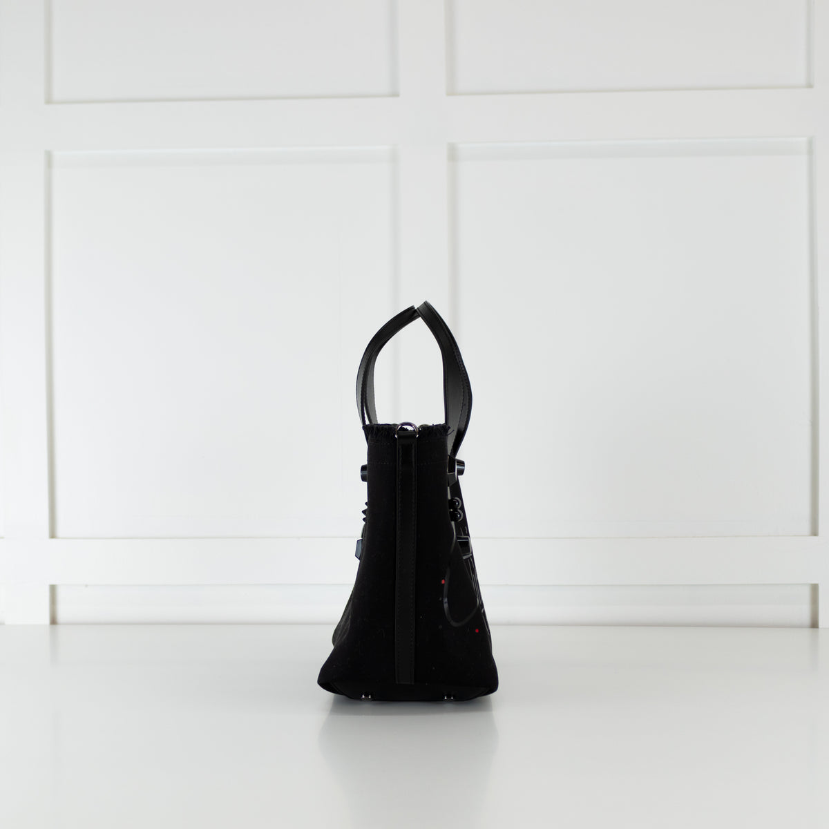 Christian Louboutin Black Canvas Red Print Frangibus Tote