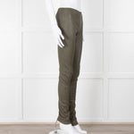 Joseph Khaki Leather Stretch Leggings