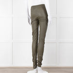Joseph Khaki Leather Stretch Leggings