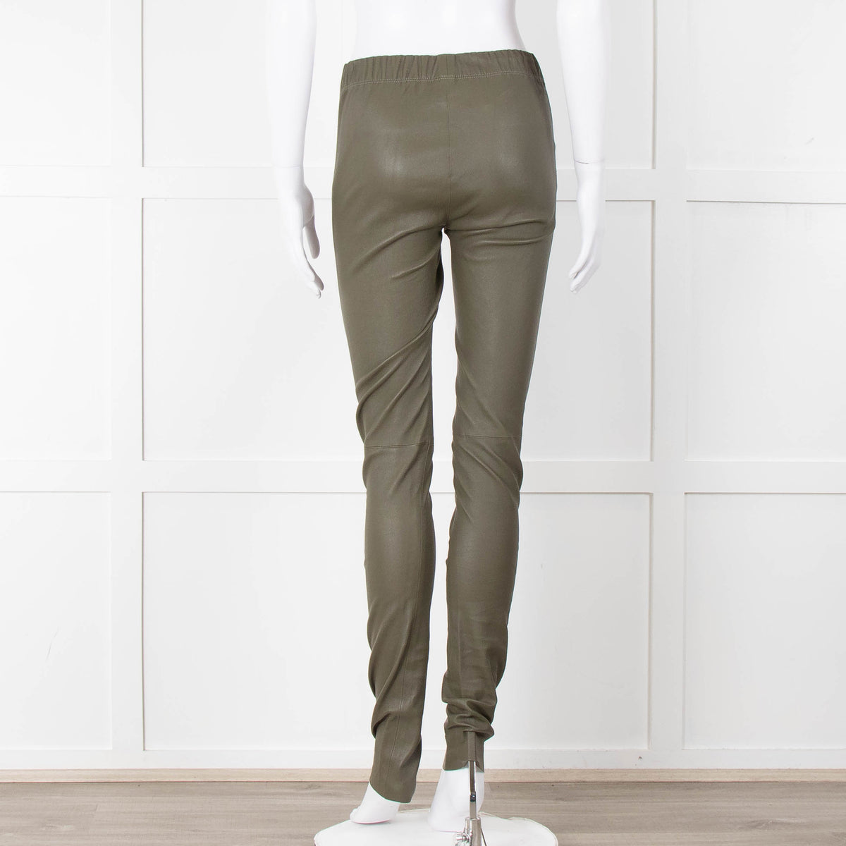 Joseph Khaki Leather Stretch Leggings