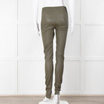 Joseph Khaki Leather Stretch Leggings