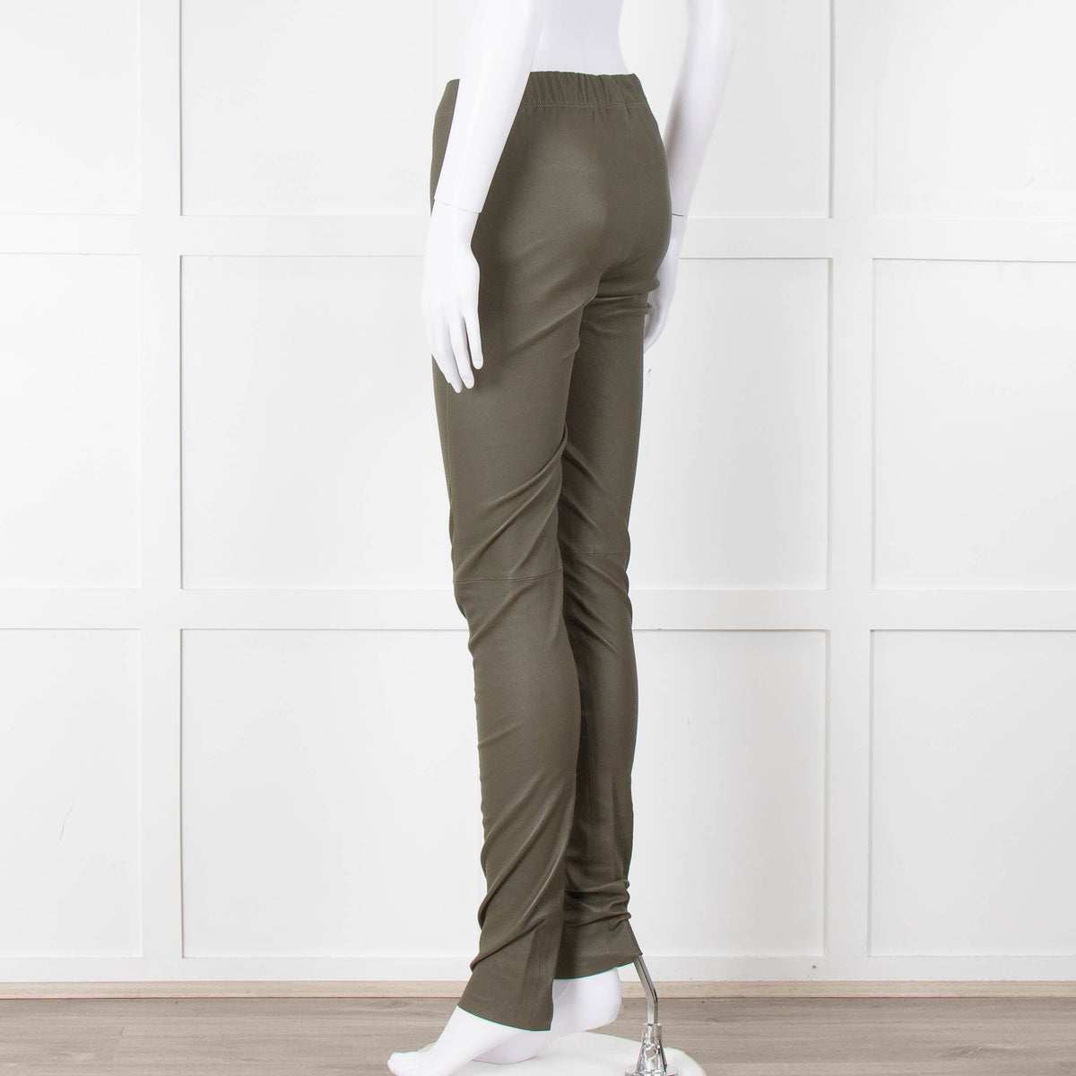 Joseph Khaki Leather Stretch Leggings