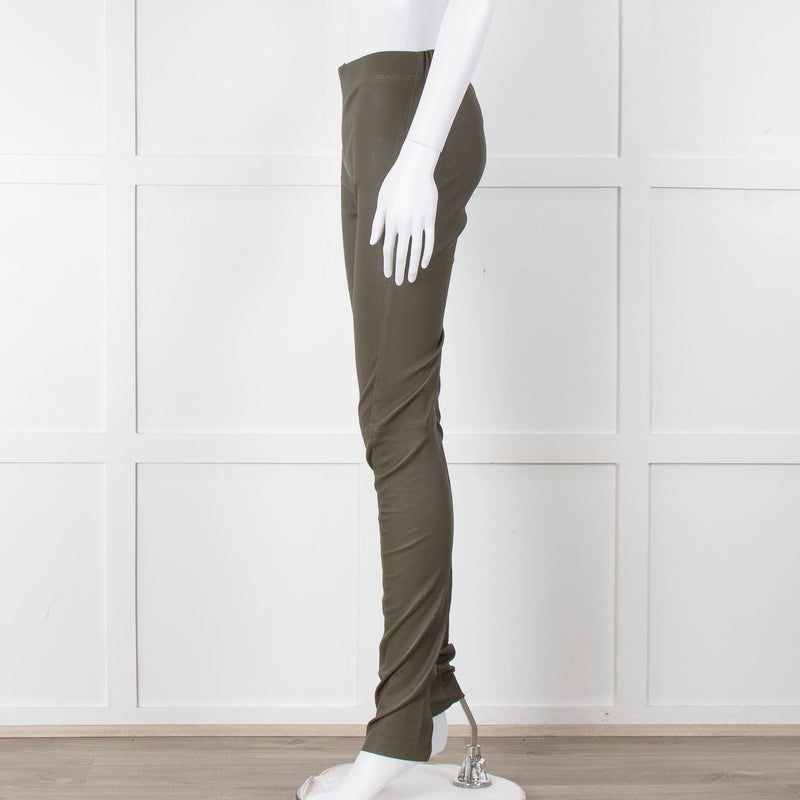 Joseph Khaki Leather Stretch Leggings