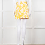 Miu Miu Yellow And White Floral Short Skirt