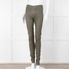 Joseph Khaki Leather Stretch Leggings