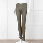 Joseph Khaki Leather Stretch Leggings