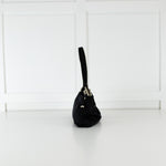 Fendi Black Satin Crystal Buckle Baguette Bag