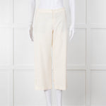 Vince Cream Cropped Button Adjustment Detail Trousers
