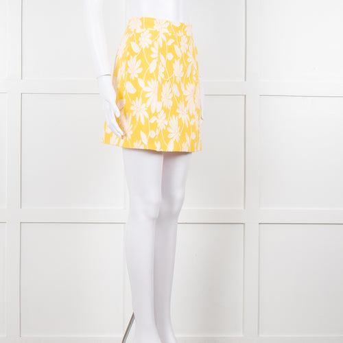 Miu Miu Yellow And White Floral Short Skirt