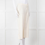 Vince Cream Cropped Button Adjustment Detail Trousers