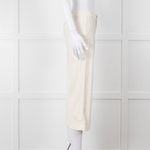 Vince Cream Cropped Button Adjustment Detail Trousers