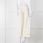 Vince Cream Cropped Button Adjustment Detail Trousers