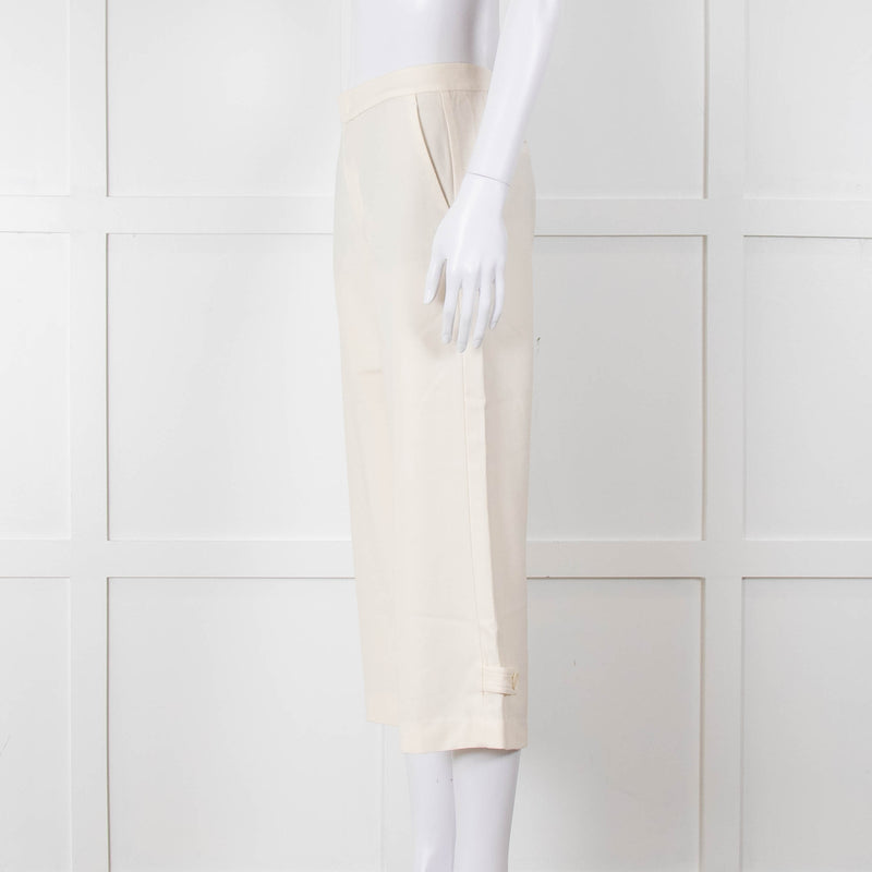 Vince Cream Cropped Button Adjustment Detail Trousers