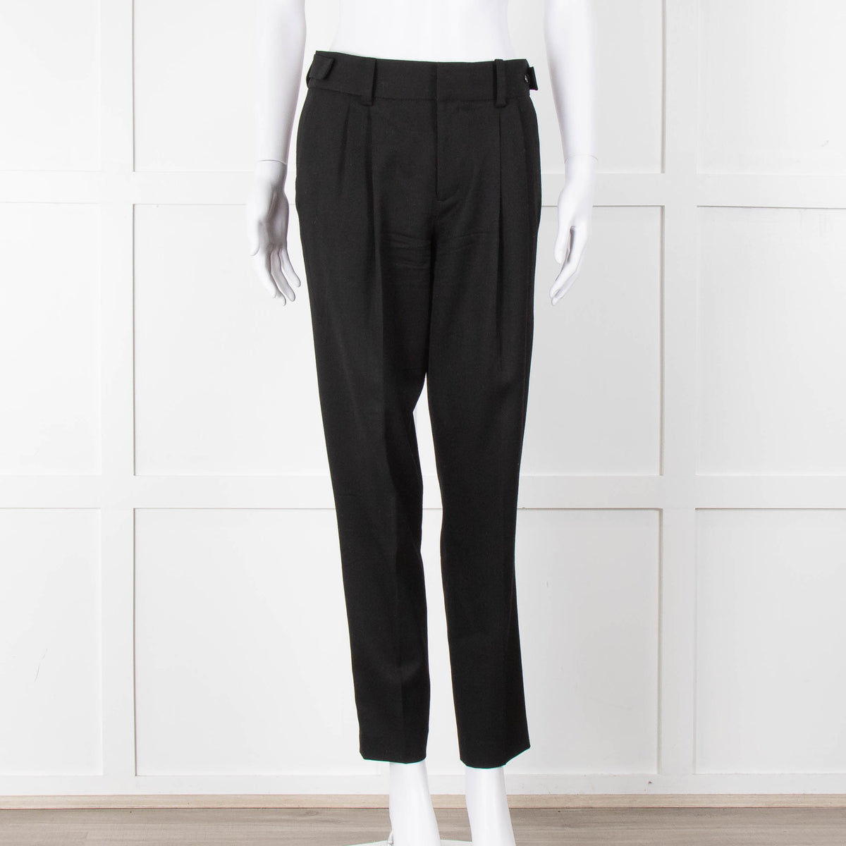 Helmut Lang Black Fine Wool Front Pleat Trousers