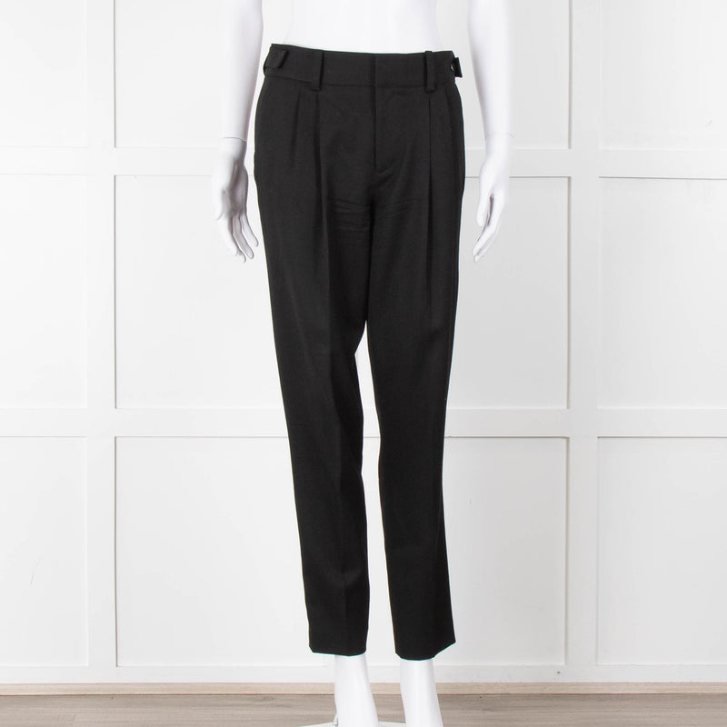Helmut Lang Black Fine Wool Front Pleat Trousers