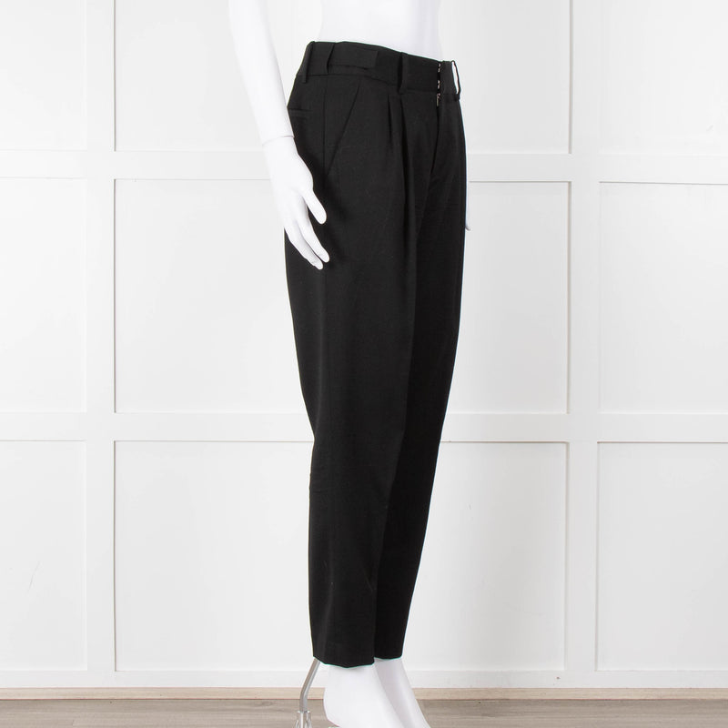 Helmut Lang Black Fine Wool Front Pleat Trousers