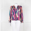 Ba&sh Blue and Purple Swirl Print Cuffed Blouse