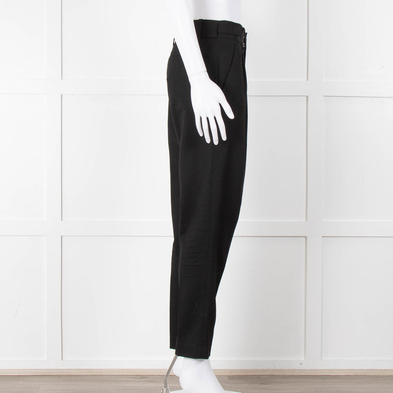 Helmut Lang Black Fine Wool Front Pleat Trousers