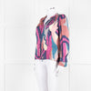 Ba&sh Blue and Purple Swirl Print Cuffed Blouse