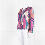 Ba&sh Blue and Purple Swirl Print Cuffed Blouse